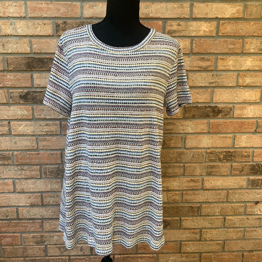 Bobeau Multi-colored Tunic w/ Short Sleeves (L)